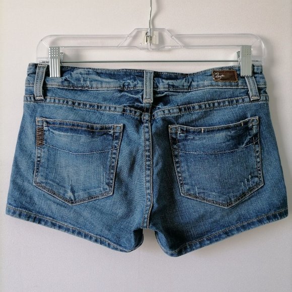 Paige Womens Blue Low Rise Stretch Distressed Denim Canyon Jean Shorts Size 27 - Picture 4 of 7